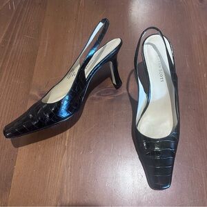 Karen Scott Black Leather Slingback Heels Women’s Size 9 - Fits 8.5